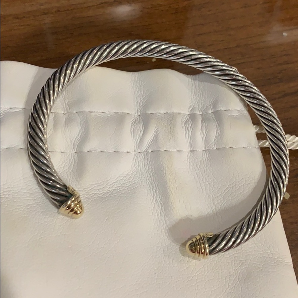 David Yurman cable bangle with gold tips